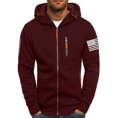 Men's American Flag Hoodie Jacket Zip Up Vacation Streetwear Fleece Hoodie