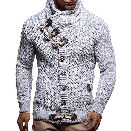 Men's Casual Scarf Jacket Pocket Sweater