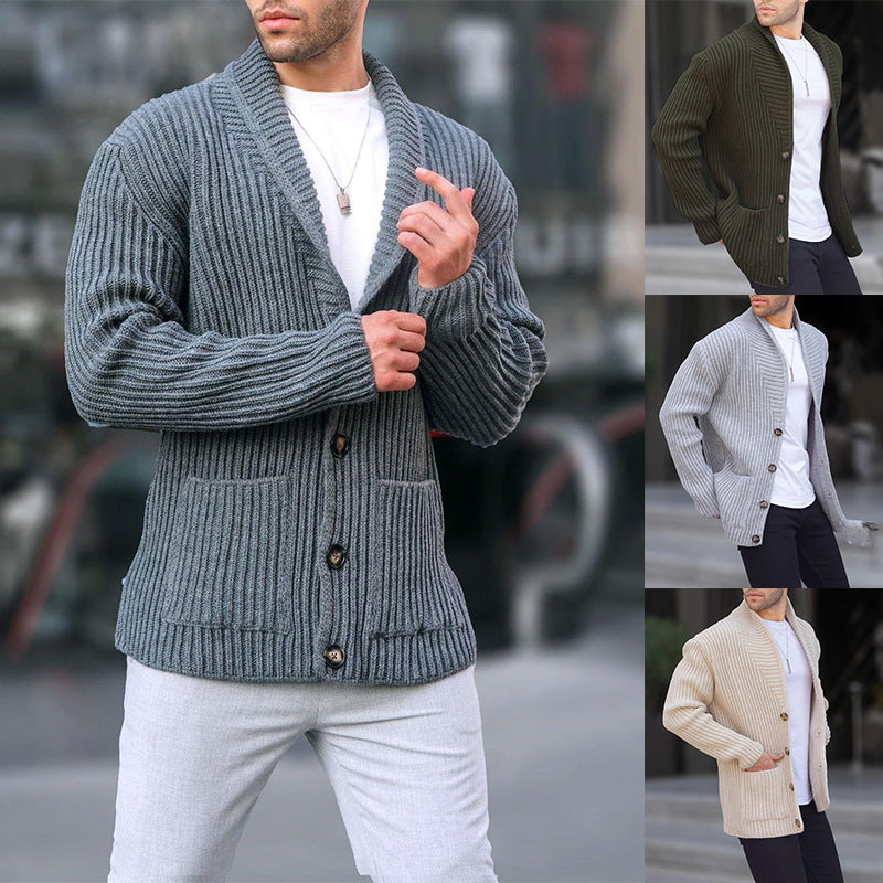 Autumn & Winter New Style Men's Sweater Casual Long Sleeve Add Thick Slim Sweater Cardigan