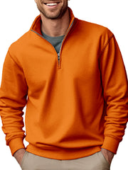 New Men's Casual Zipper Stand Collar Thickened Fleece Sweatshirt