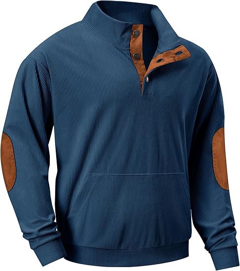 Men's Casual Long Sleeve Stand Collar Pullover Sweatshirts With Pocket