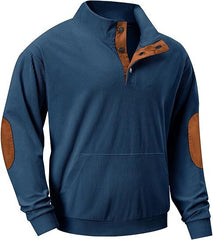 Men's Casual Long Sleeve Stand Collar Pullover Sweatshirts With Pocket