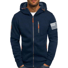 Men's American Flag Hoodie Jacket Zip Up Vacation Streetwear Fleece Hoodie