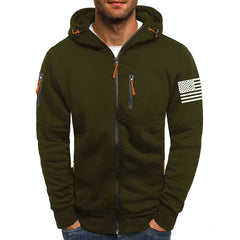 Men's American Flag Hoodie Jacket Zip Up Vacation Streetwear Fleece Hoodie