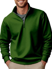 New Men's Casual Zipper Stand Collar Thickened Fleece Sweatshirt