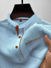 Men's Henley Collar Color Pocket Casual Short-sleeved Polo Top