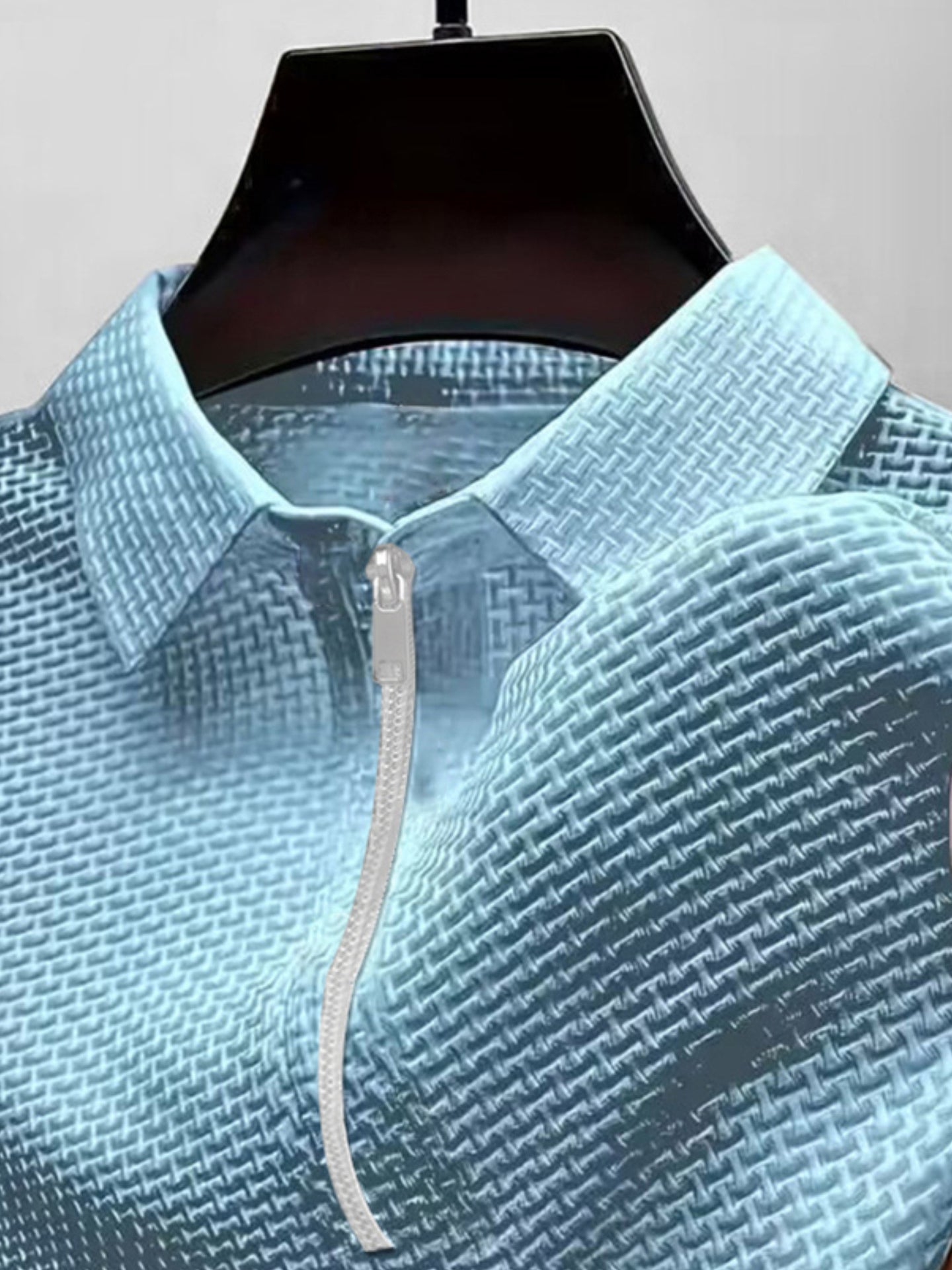 Men's Summer Ice Silk Breathable Fashion Casual Zipper Short-sleeved Polo
