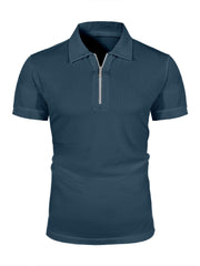 Men's Summer Ice Silk Breathable Fashion Casual Zipper Short-sleeved Polo