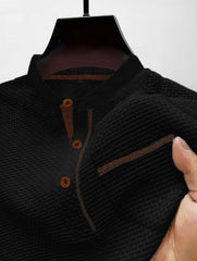 Men's Henley Collar Color Pocket Casual Short-sleeved Polo Top