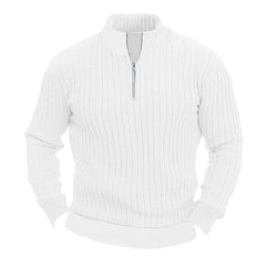 Men's Solid Color Stand Collar Knitted Pullover Sweater