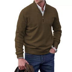 Men's Stand Collar Zipper Cashmere Basic Sweater