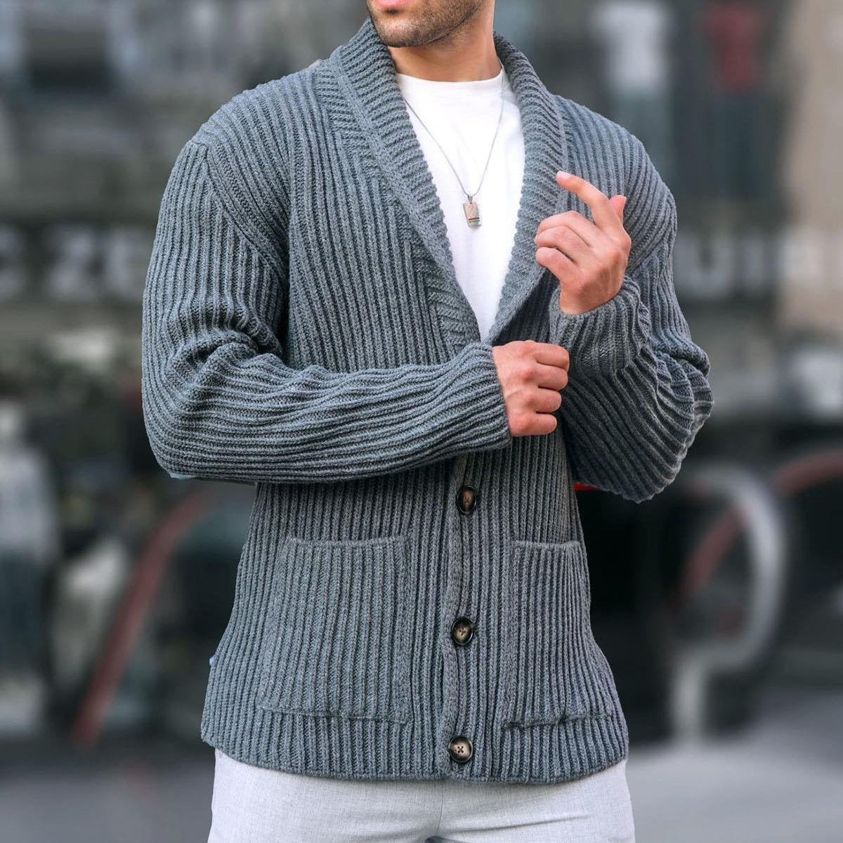 Autumn & Winter New Style Men's Sweater Casual Long Sleeve Add Thick Slim Sweater Cardigan