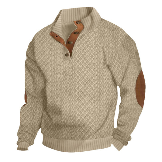Men's Outdoor Casual Stand Cashmere Button Long Sleeve Sweater