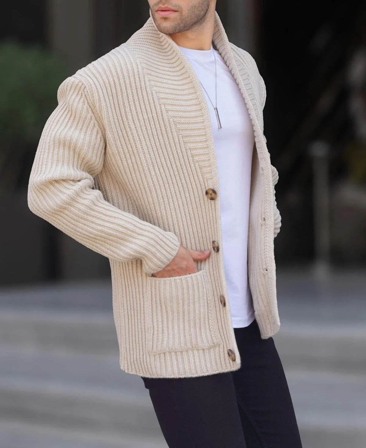 Autumn & Winter New Style Men's Sweater Casual Long Sleeve Add Thick Slim Sweater Cardigan