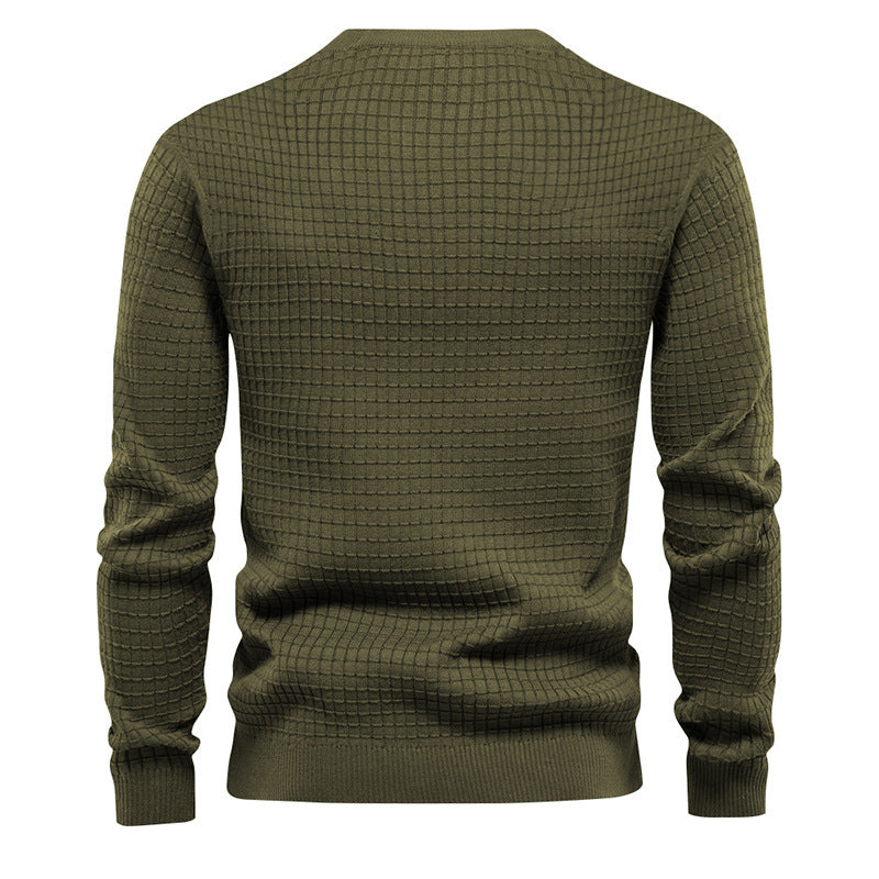 Men's Waffle Long Sleeve Casual Knitted Tops For Men