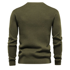 Men's Waffle Long Sleeve Casual Knitted Tops For Men