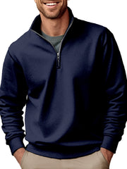 New Men's Casual Zipper Stand Collar Thickened Fleece Sweatshirt