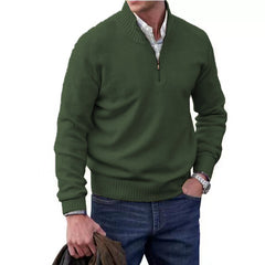 Men's Stand Collar Zipper Cashmere Basic Sweater