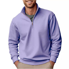New Men's Casual Zipper Stand Collar Thickened Fleece Sweatshirt