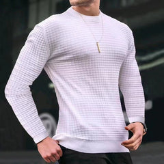 Men's Waffle Long Sleeve Casual Knitted Tops For Men