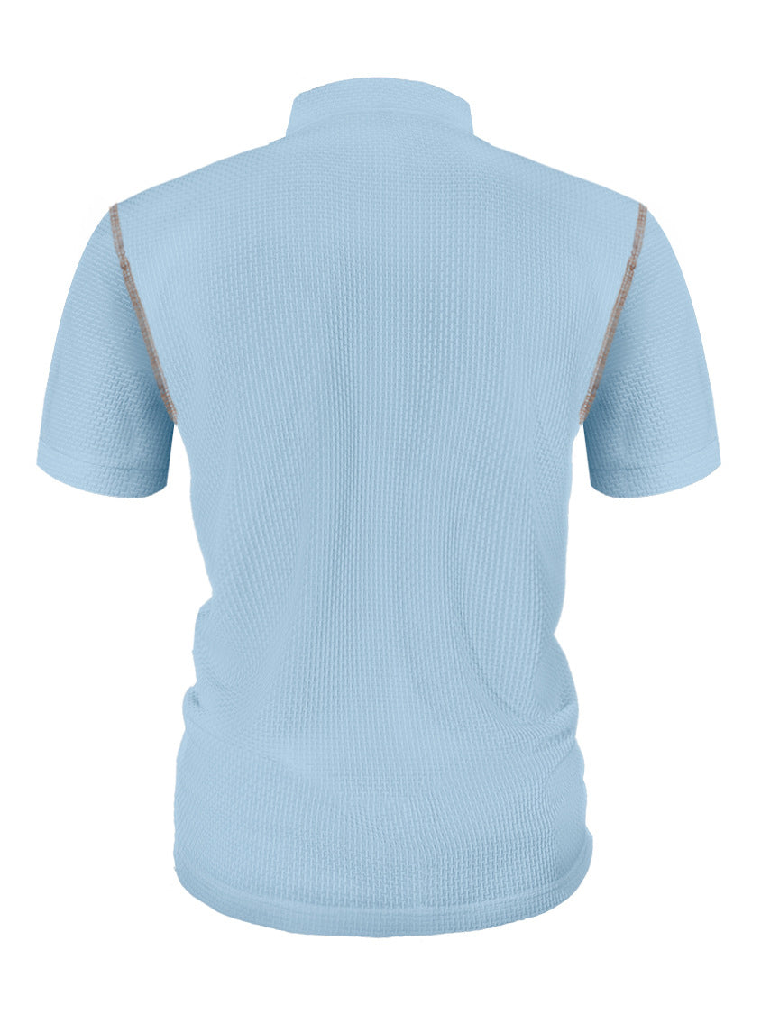 Men's Henley Collar Color Pocket Casual Short-sleeved Polo Top