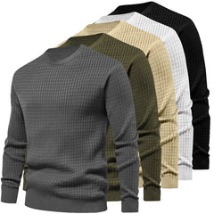Men's Waffle Long Sleeve Casual Knitted Tops For Men