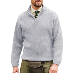 Men's Solid color Casual Pullover Long-sleeved V-neck Loose Sweater