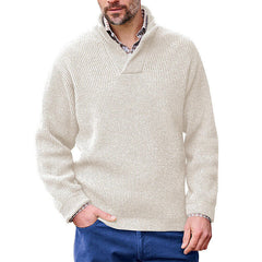 Men's Solid color Casual Pullover Long-sleeved V-neck Loose Sweater