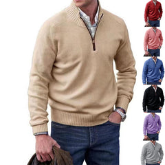 Men's Stand Collar Zipper Cashmere Basic Sweater