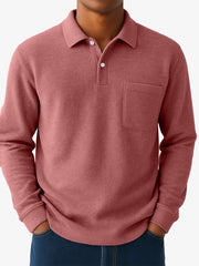 Men's Quality Cotton Casual Everyday Long  Sleeved Polo Shirt