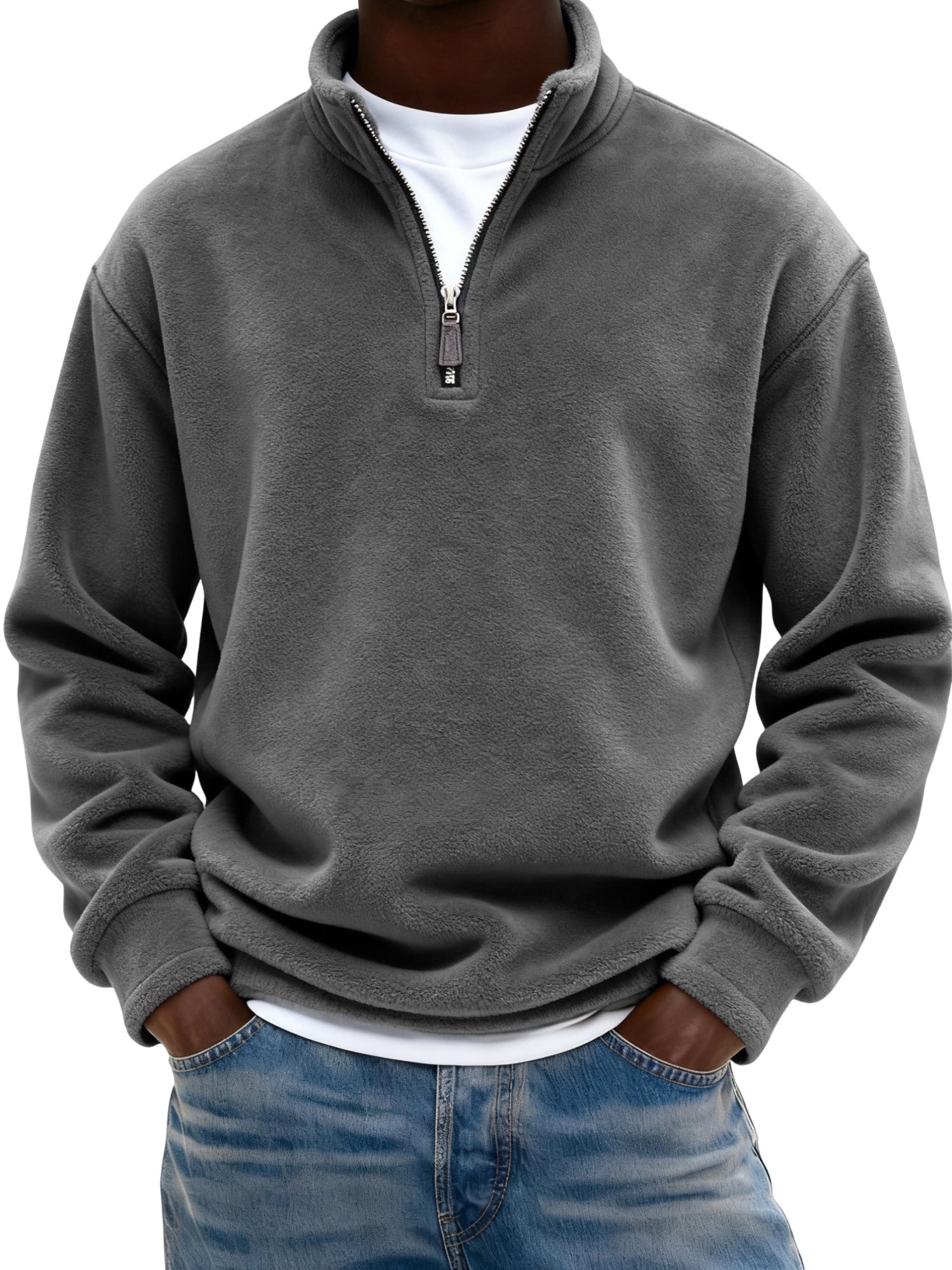 Men's Warm Fleece Quarter-zip Casual Pullover