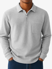 Men's Quality Cotton Casual Everyday Long  Sleeved Polo Shirt