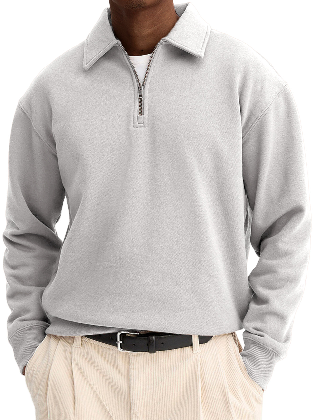 Men's Stylish Quarter-zip Basic Casual Pullover Sweatshirt