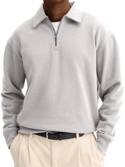 Men's Stylish Quarter-zip Basic Casual Pullover Sweatshirt
