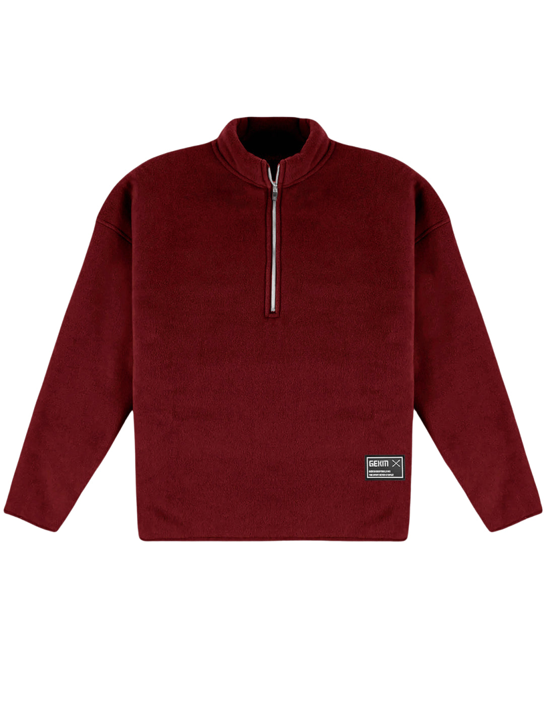 Men's Half-Zip Polar Fleece Stand Collar Embroidered Label Sweatshirt