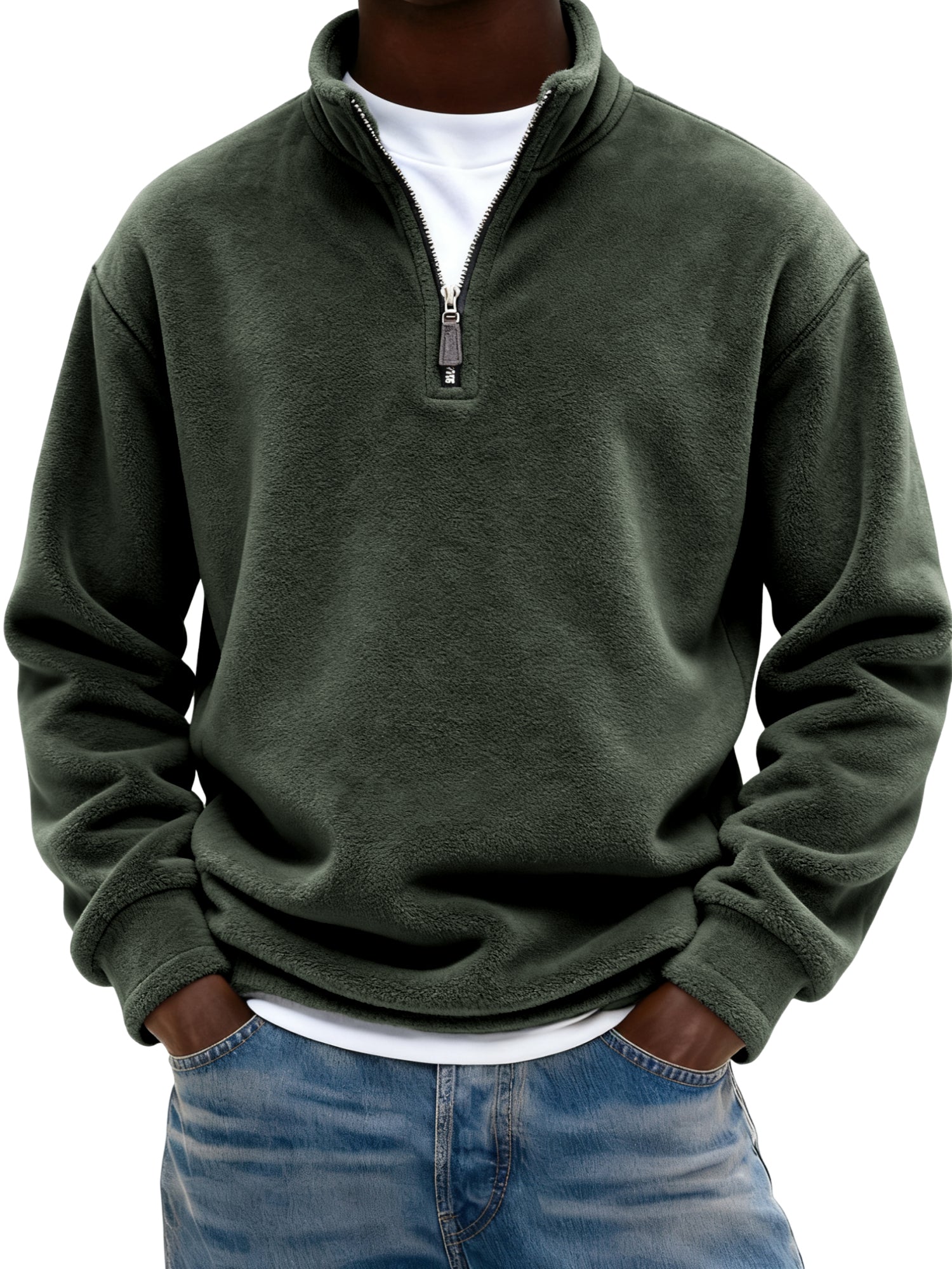 Men's Warm Fleece Quarter-zip Casual Pullover