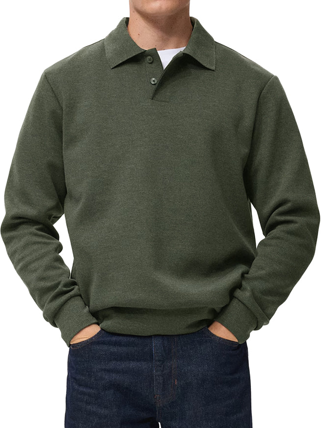 Men's Comfortable Everyday Lapel Button-down Casual Long-sleeved Polo Shirt