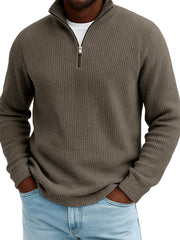 Men's Quarter-zip Waffle Texture Breathable Pullover T-shirt