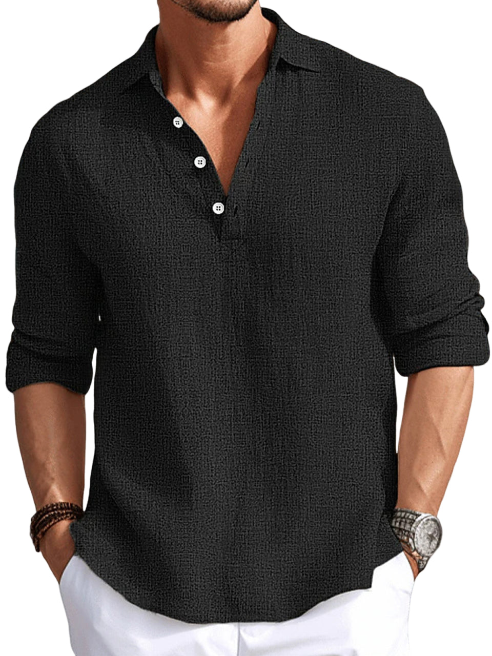 Men's Vintage Linen Polo Shirt