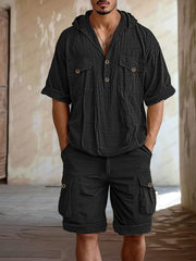 Utility 100% Cotton Hooded T-shirt Set