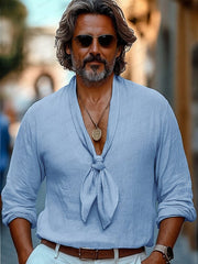 Casual 100% Cotton Tie-Front Shirt