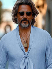 Casual 100% Cotton Tie-Front Shirt