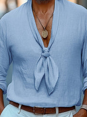 Casual 100% Cotton Tie-Front Shirt