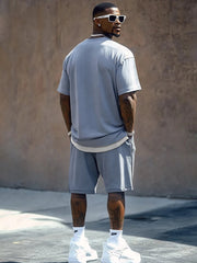 Contrast Fake Two-Piece Cotton Set