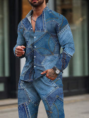 Modern Denim Print 2-Piece Set