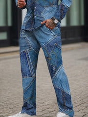 Modern Denim Print 2-Piece Set