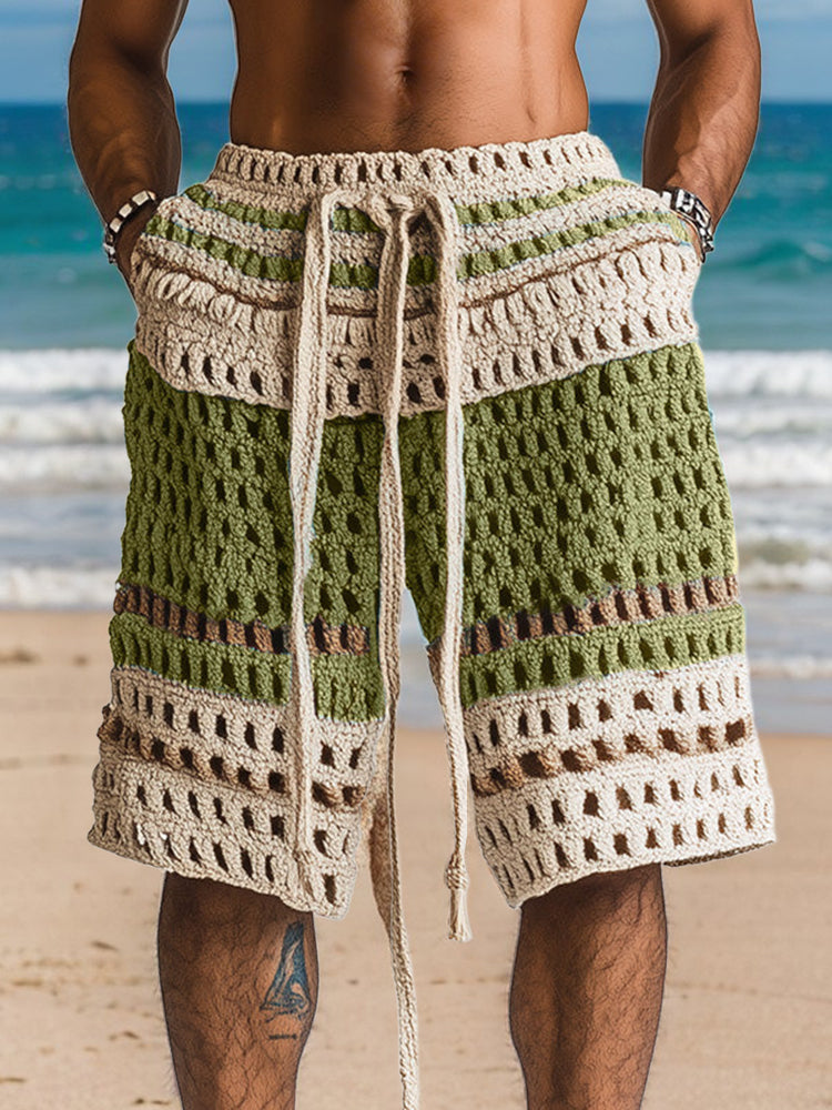Casual Resort Knit Braided Shorts