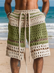 Casual Resort Knit Braided Shorts