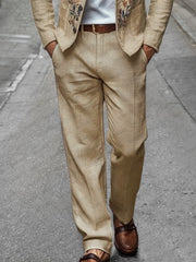 Elegant Linen Blend Straight Leg Pants