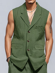 Casual Cotton Suit Vest Pants Set